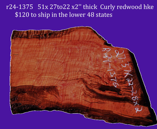 Curly Redwood Burl Slab | DIY | Craft-wood | r24-1280