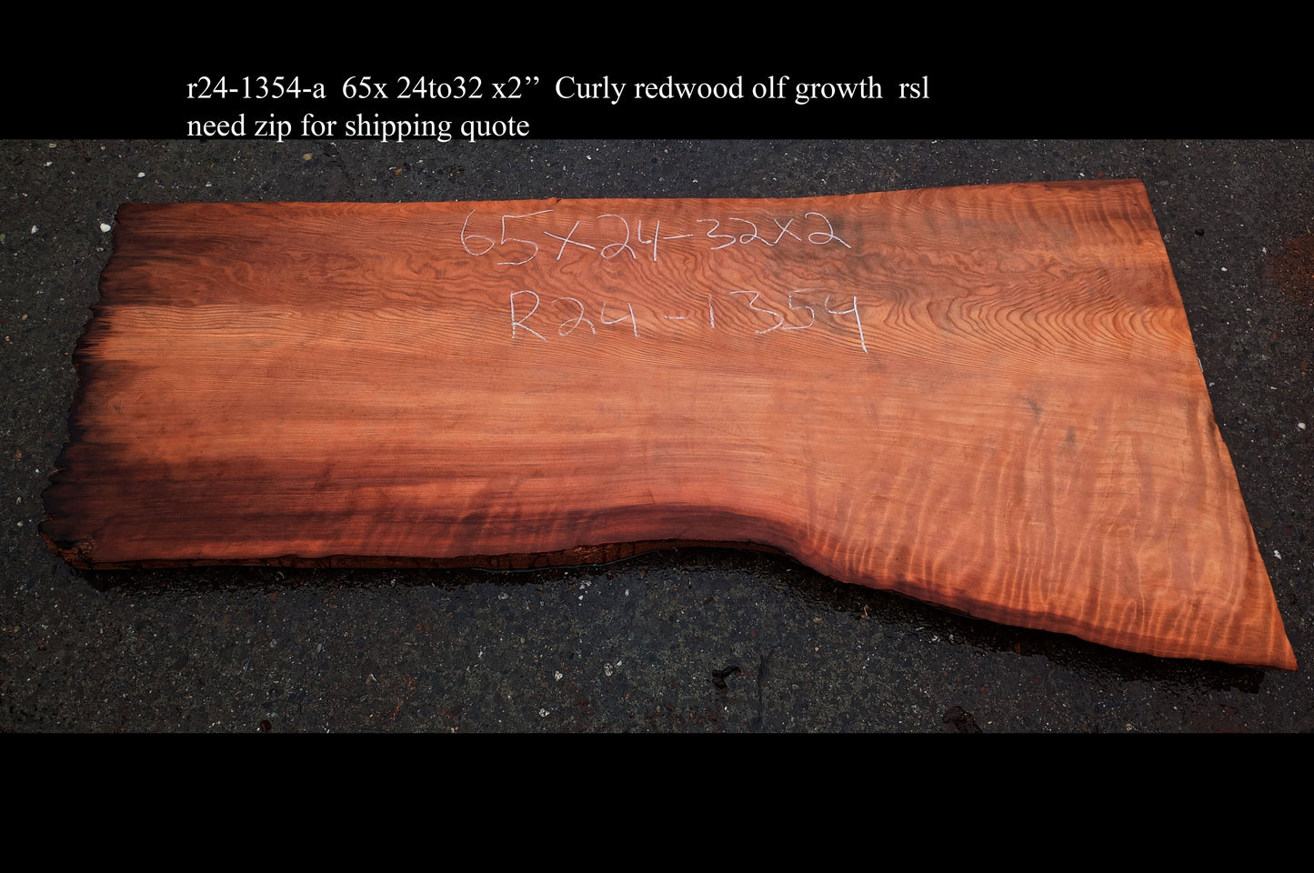 Curly Redwood | DIY Craft Wood | Desk | Redwood Slab | R24-1354