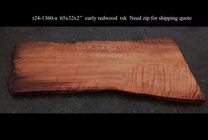 Curly Redwood | DIY Craft Wood | Desk | Redwood Slab | R24-1360