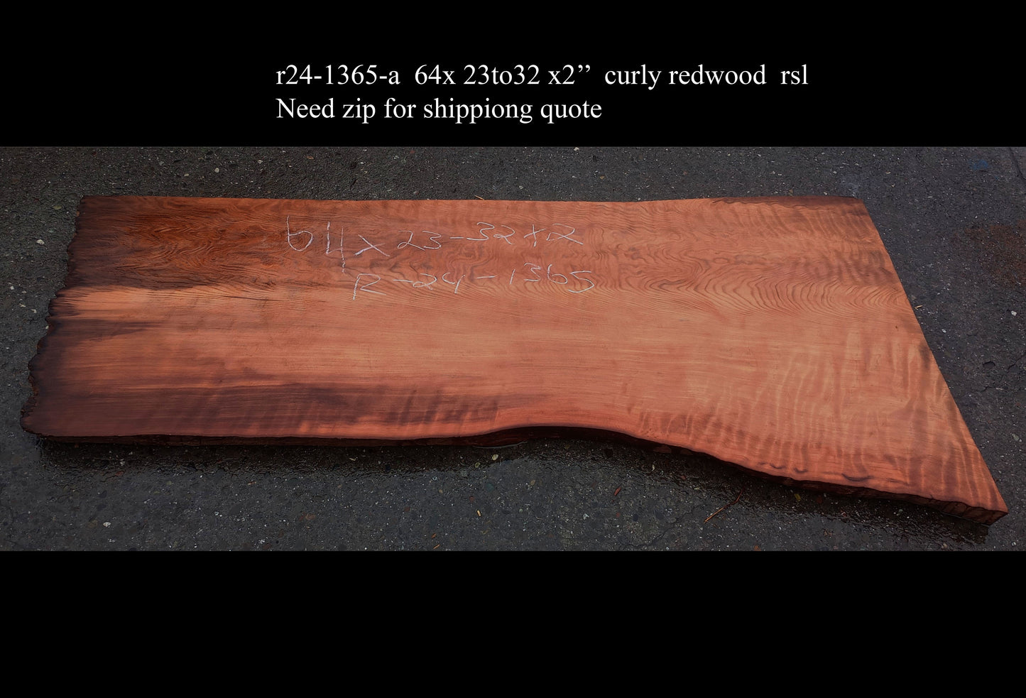 Curly Redwood | DIY Craft Wood | Desk | Redwood Slab | R24-1365