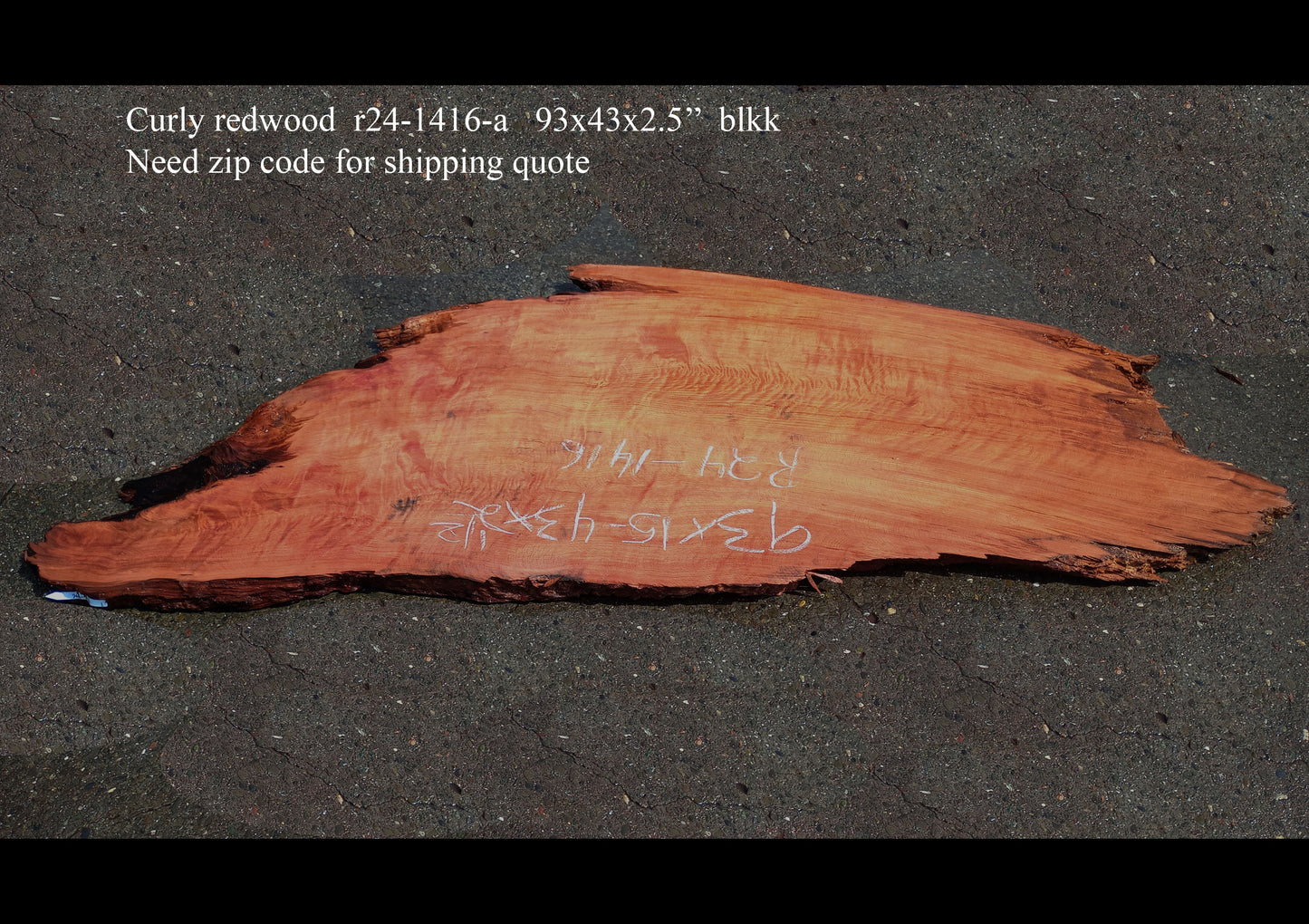 Curly Redwood | DIY Craft Wood | Desk | Redwood Slab | R24-1416