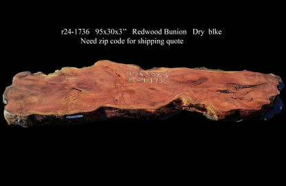 Redwood Bunion Slab | Table Slab | Epoxy Idea | R24-1734