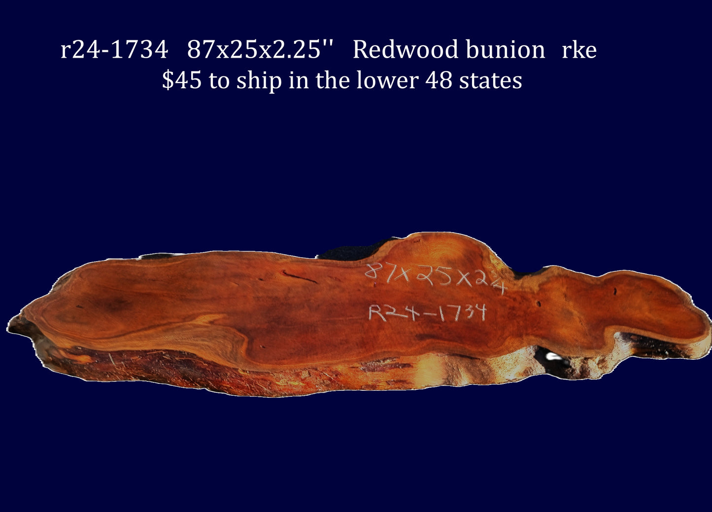 Redwood bunion slab | DIY | burl table | river table | headboard |r24-1734