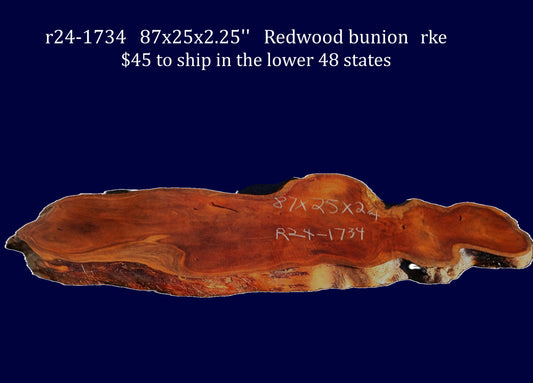 Redwood bunion slab | DIY | burl table | river table | headboard |r24-1734