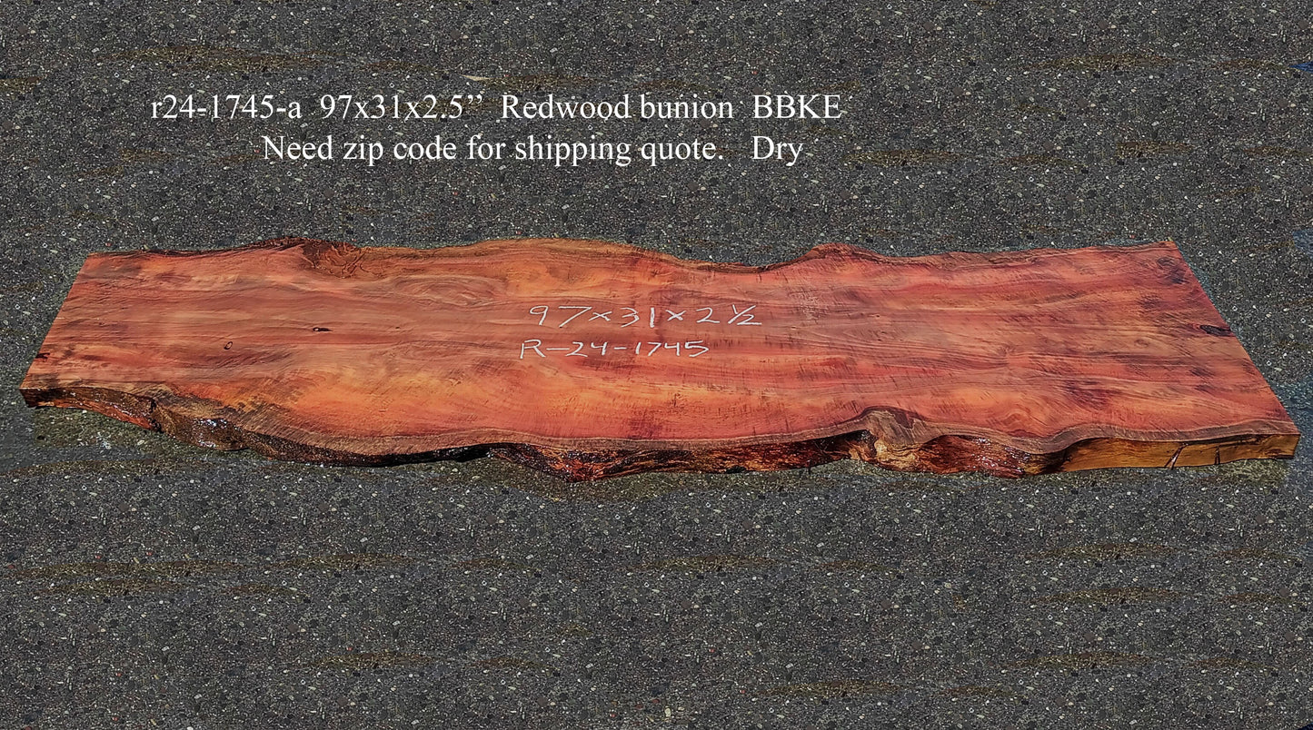 Redwood Bunion Slab | Table | Epoxy Idea | Headboard | R24-1745