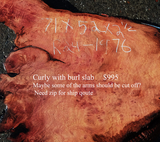 Curly and Burl | Redwood Slab | DIY | Table | R24-1976