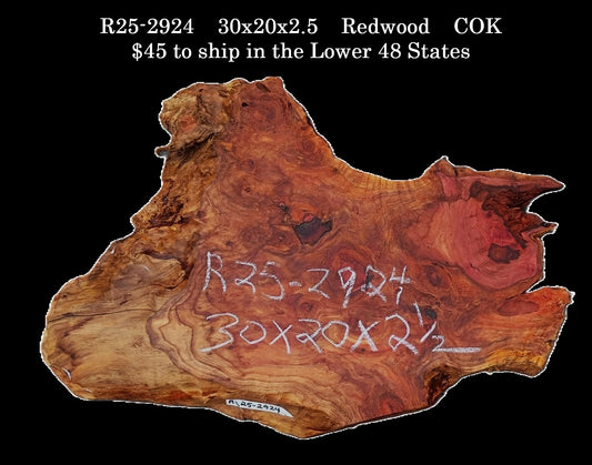 Curly Redwood Slab | DIY | River Table | R25-2924