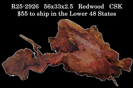 Curly and Burl | Redwood Slab | DIY | Table | R25-2926