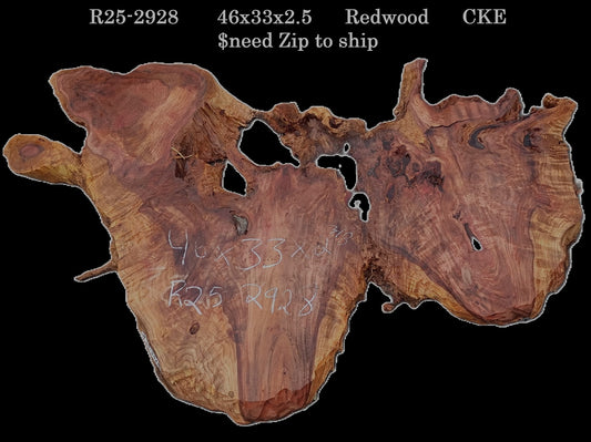 Curly and Burl | Redwood Slab | DIY | Table | R25-2928