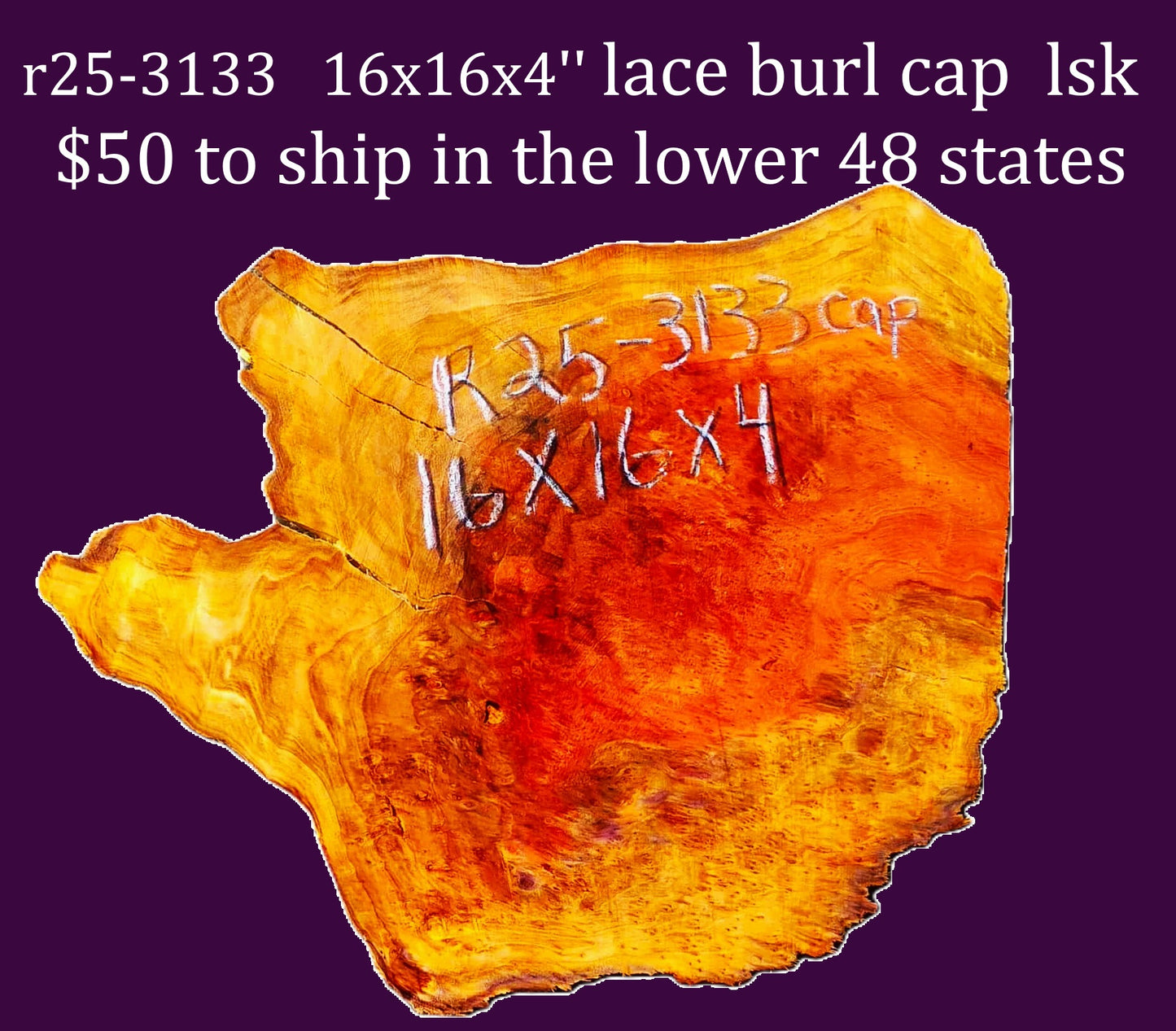 Redwood Lace Burl Cap | bowl turning | DIY | Craft Wood | live edge | r25-3133