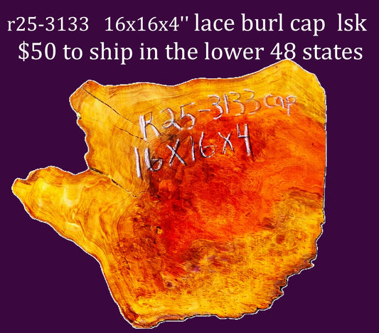 Redwood Lace Burl Cap | bowl turning | DIY | Craft Wood | live edge | r25-3133