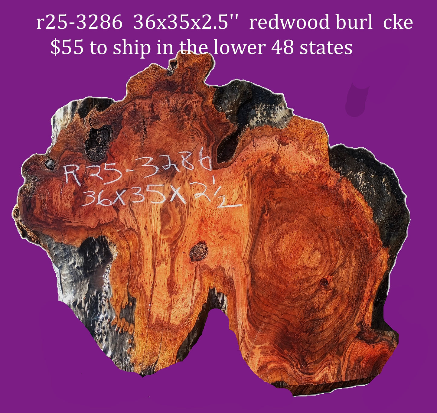 Redwood burl slab | DIY | burl table | river table | craft wood | r25-3286