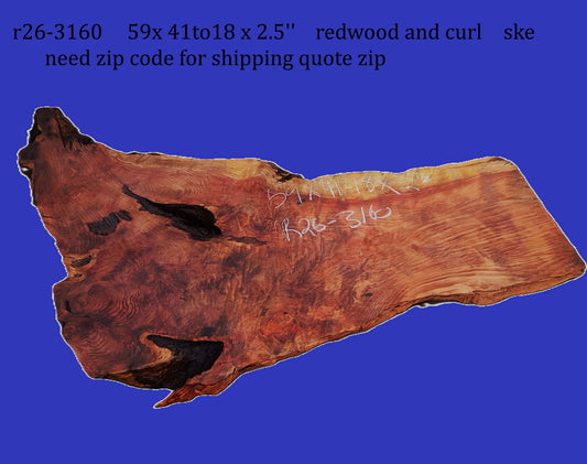 Redwood Burl Slab | Curly | River Table | DIY | R26-3130