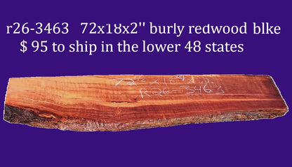 Redwood burl slab | DIY  | guitar billets | craft wood | R26-3463