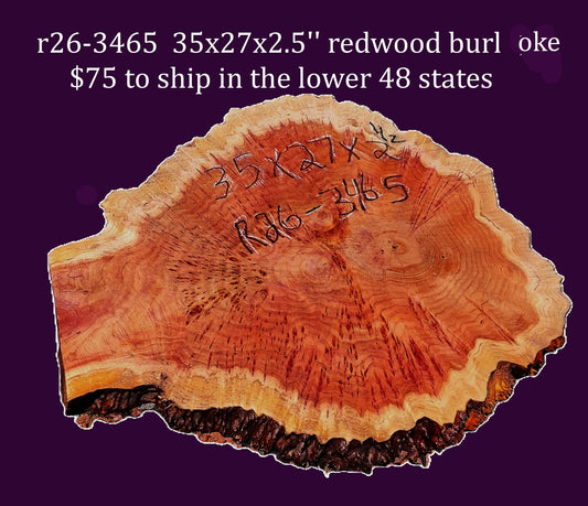 Redwood Cookie Cut slab | DIY | burl table | river table | craft wood | R26-3465