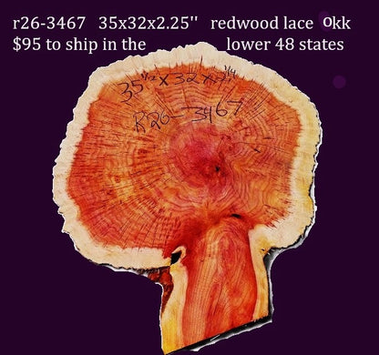 Redwood Cookie Cut slab | DIY | burl table | river table | craft wood | R26-3467