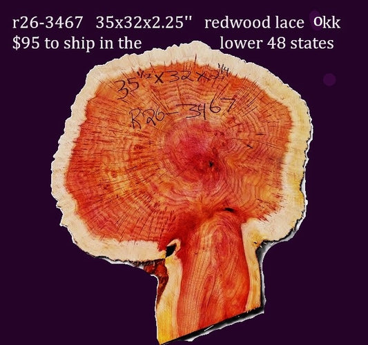 Redwood Cookie Cut slab | DIY | burl table | river table | craft wood | R26-3467