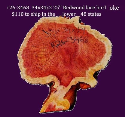 Redwood Cookie Cut slab | DIY | burl table | river table | craft wood | R26-3468