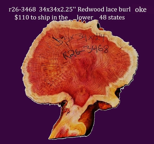 Redwood Cookie Cut slab | DIY | burl table | river table | craft wood | R26-3468