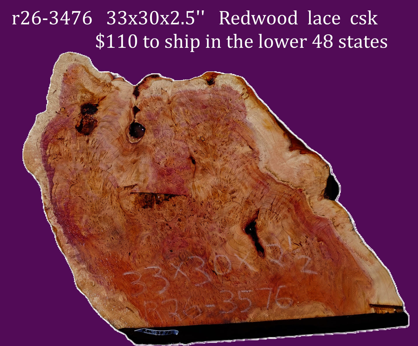 Redwood Lace | burl slab | DIY | Craft Wood | live edge | r26-3476