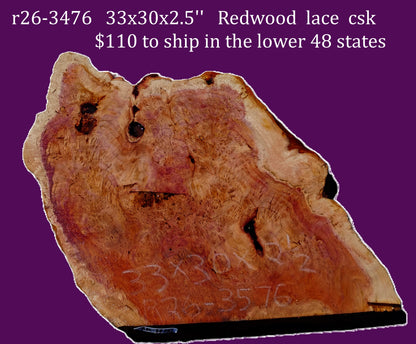 Redwood Lace | burl slab | DIY | Craft Wood | live edge | r26-3476