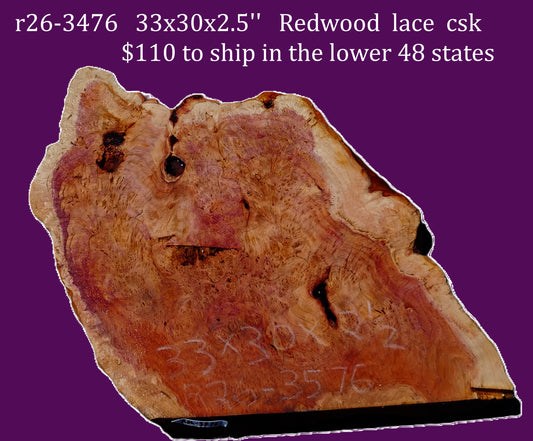 Redwood Lace | burl slab | DIY | Craft Wood | live edge | r26-3476