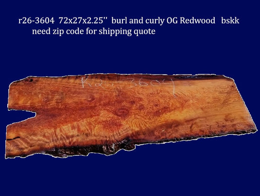 Curly Old Growth Redwood | DIY | river table | live edge table | r26-3604