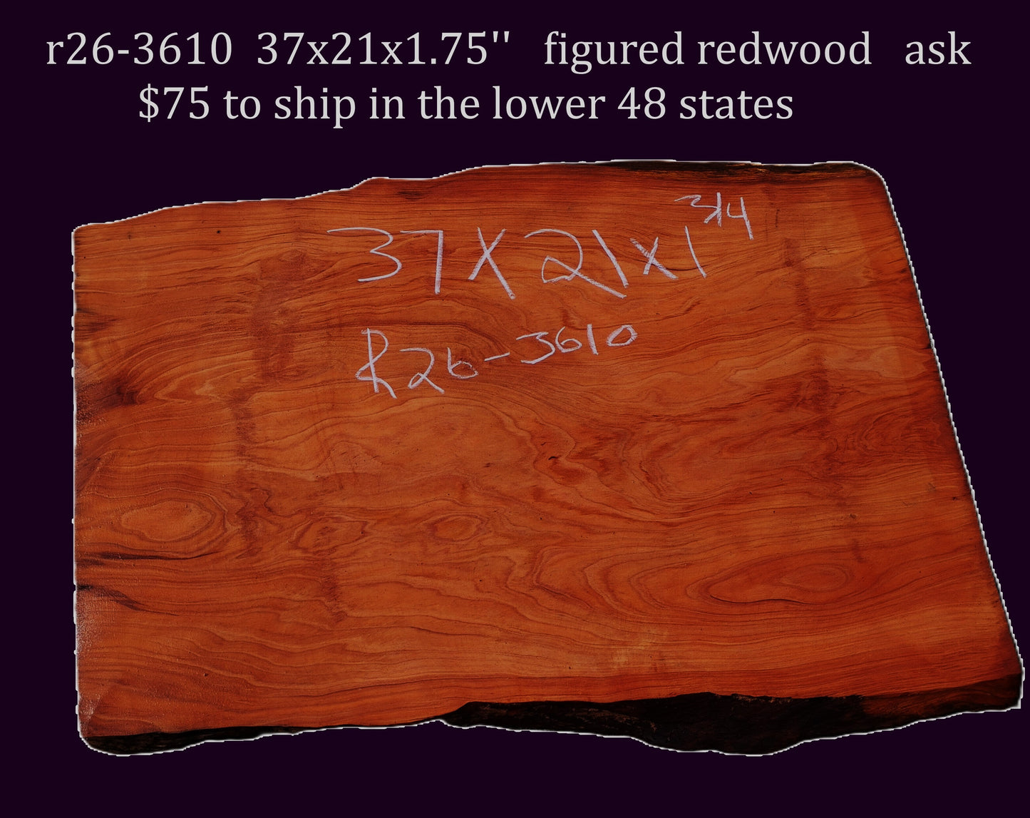 Figured Redwood | DIY | Craft Wood | live edge | r26-3610 (Copy)