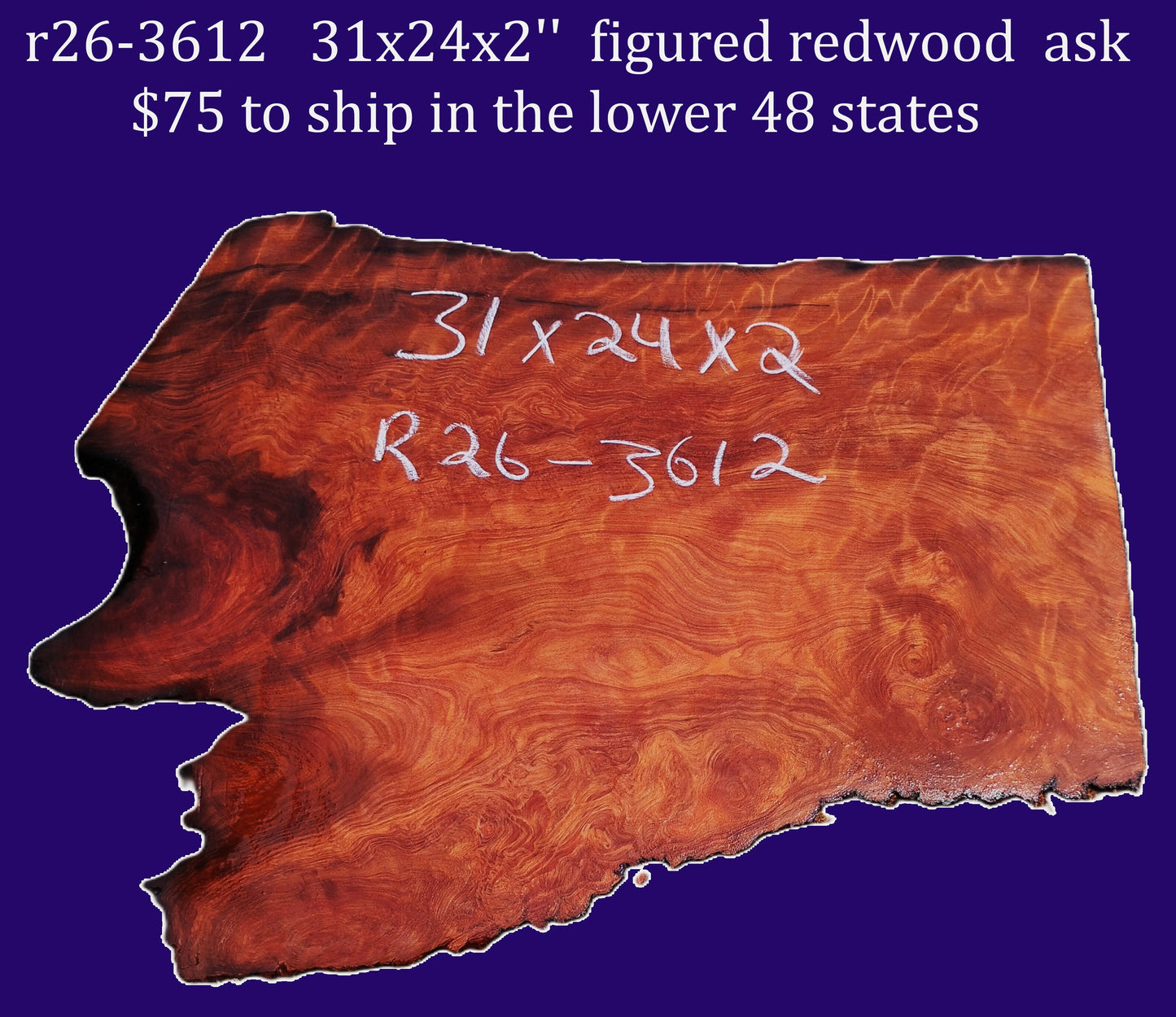 Redwood | DIY | Craft Wood | live edge burl slab | r26-3612