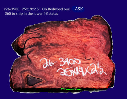 Redwood Slab | OG Redwood Lace Burl |DIY | craft woods | turning block | R26-3900