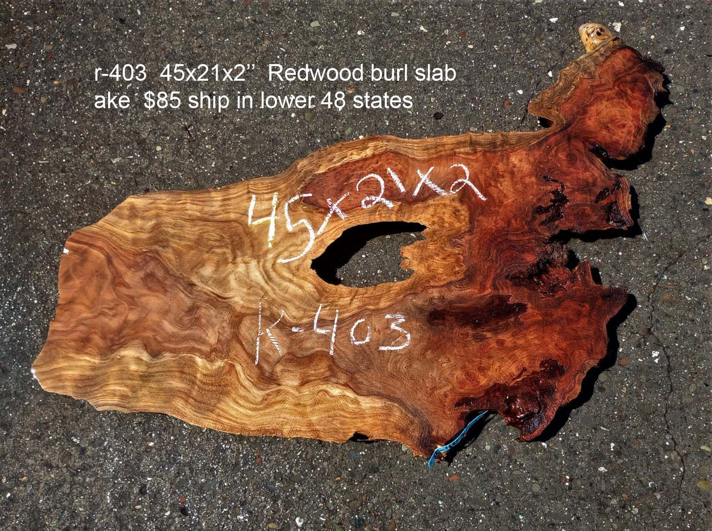 redwood burl | burl table | live edge slab | DIY wood crafts | r403