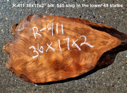 curly redwood | live edge slab | DIY wood crafts | bowl turning | r-411