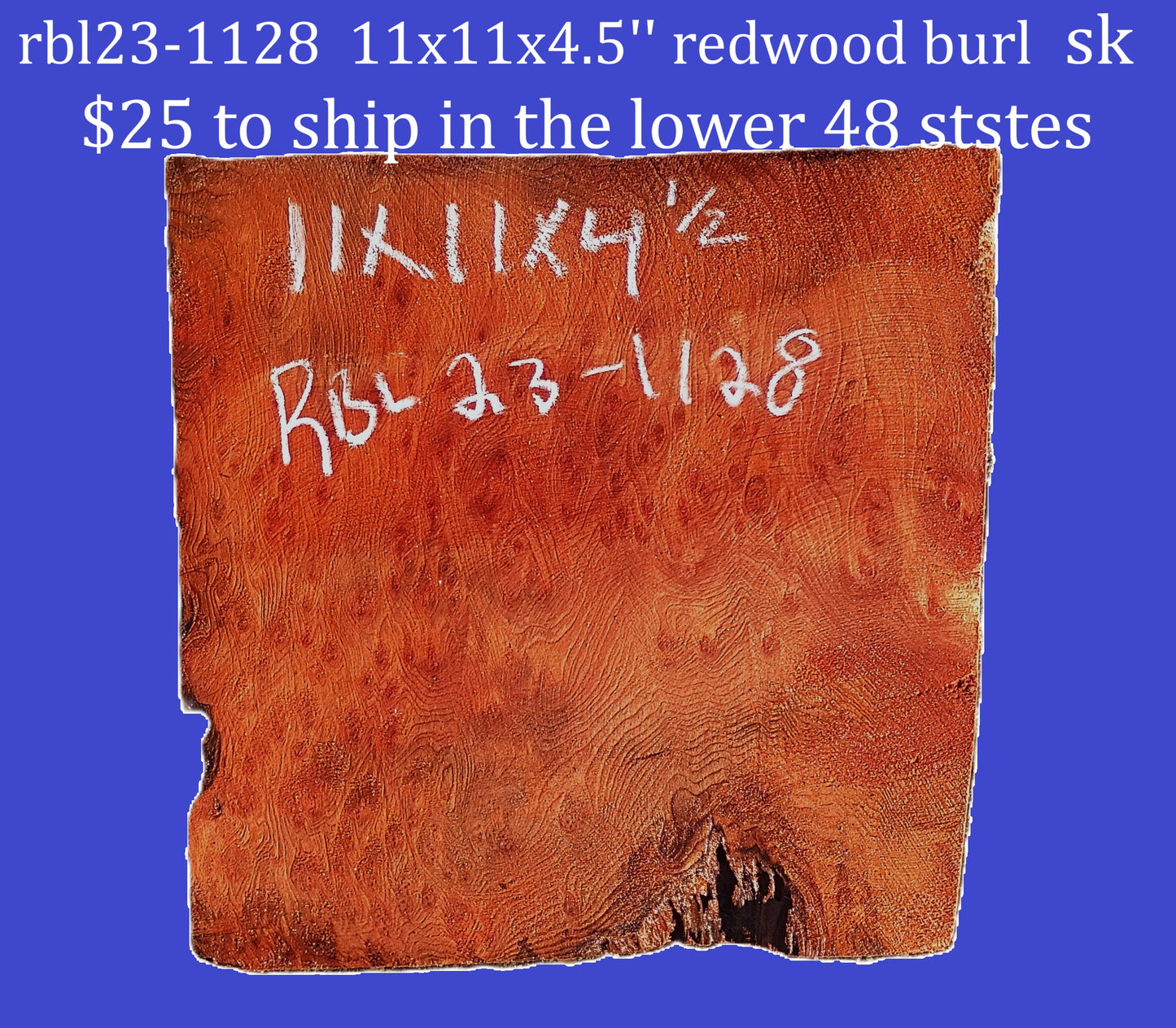Redwood Bowl Blank | Redwood Burl | Wood Turning | DIY Craft Wood |RBL23-1128