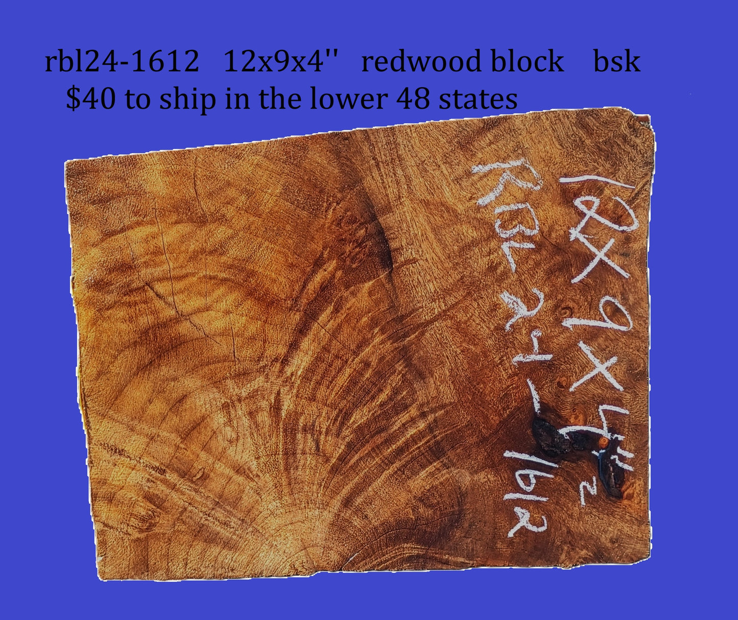 Redwood Block | Craft Wood| DIY | Turning Block | RBL24-1612
