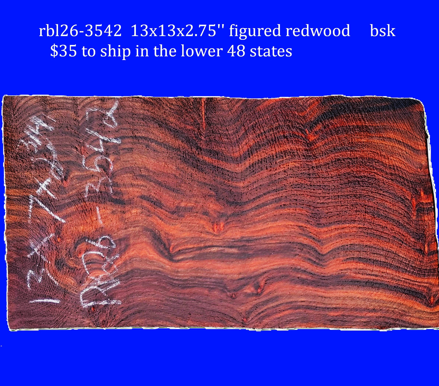 Figured Redwood | DIY | Craft Wood | live edge | rbl26-3542