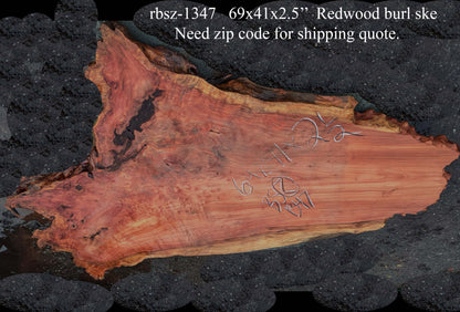 Redwood Burl Slab | River Table | DIY Craft Wood | bsz-1347