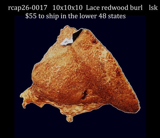 Redwood Lace Burl | bowl turning | DIY | Craft Wood | live edge | rcap26-0017