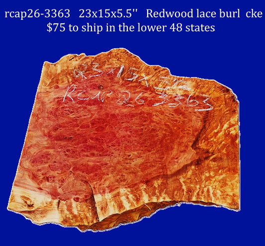 Redwood Lace Burl | burl slab | DIY | Craft Wood | live edge | rcap26-3363