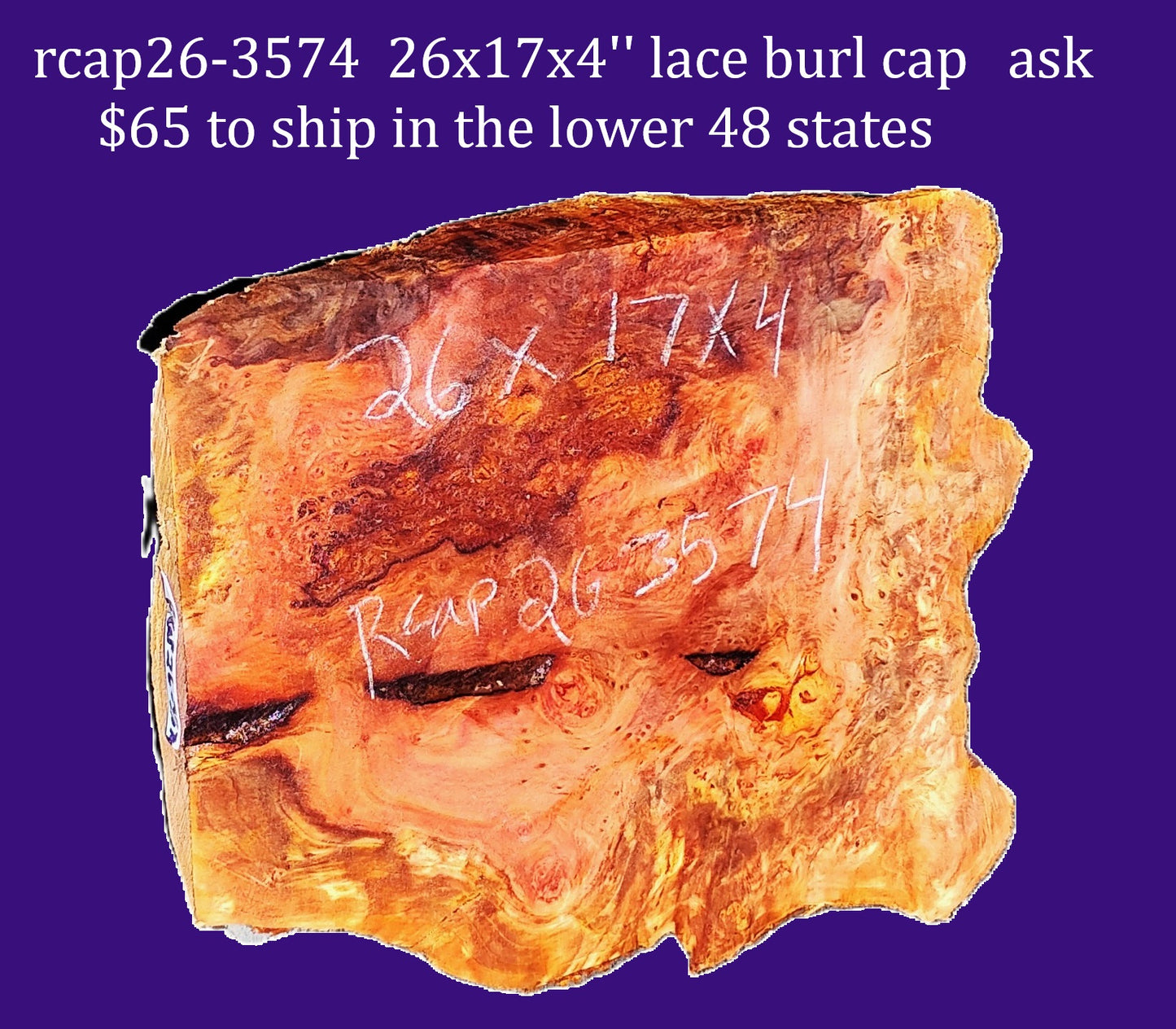 Redwood Burl Cap | bowl turning | DIY | Craft Wood | live edge | r26-3574