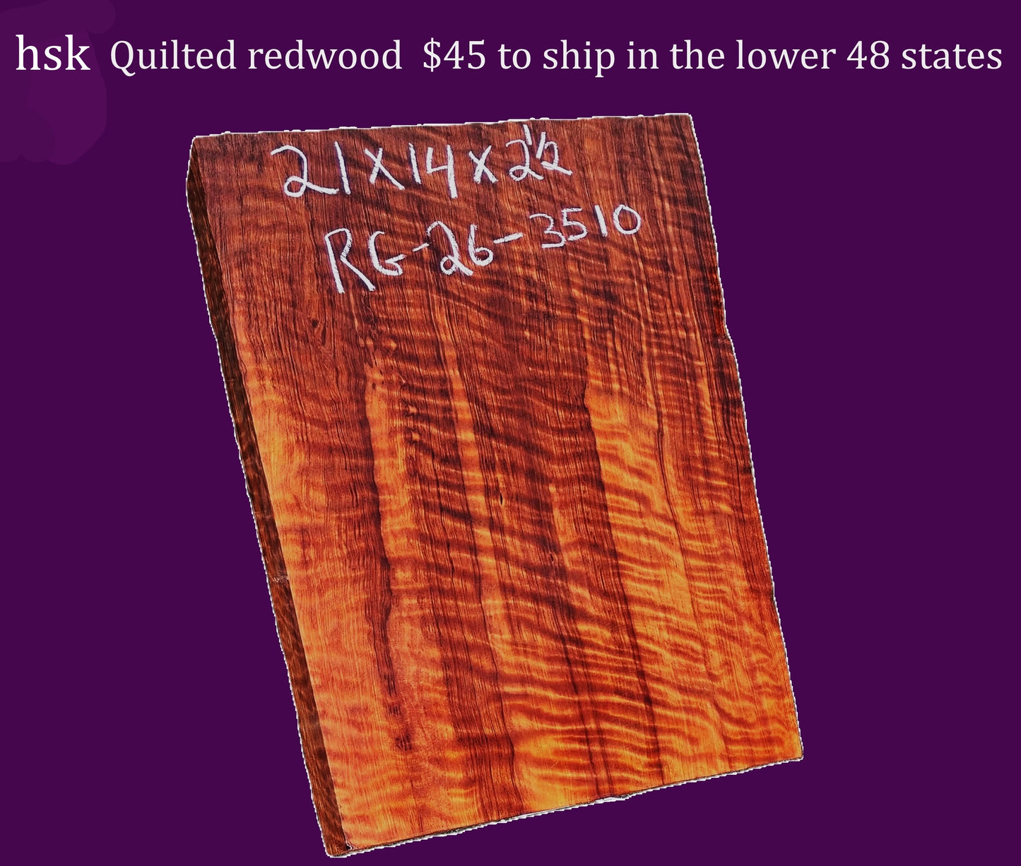 Quilted Redwood Slab | Guitar Billet | DIY | Table | Craft-wood | R26-3510 (Copy)