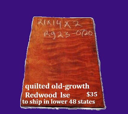 Quilted Redwood Slab | Guitar Billet | DIY | Table | Craft-wood | R23-0720