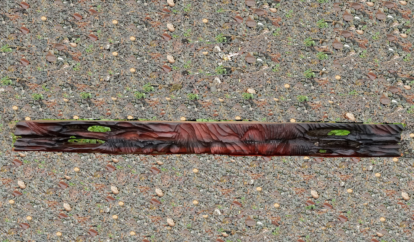 Hand carved | redwood mantel | fireplace shelf | live edge mantel | th-man-1