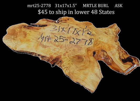 Myrtle Burl Slab | DIY | Table | Craft Wood | River Table | Mrt25-2778