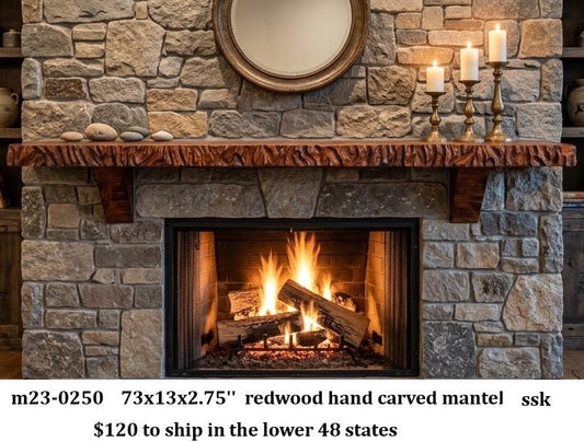 Hand Carved OG Redwood Mantel | Shelf | Burl | M23-0250