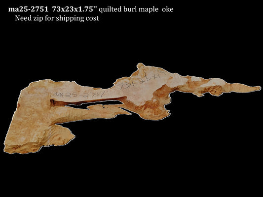Maple Quilted Burl | Live Edge Slab | River Table | DIY | MA25-2751