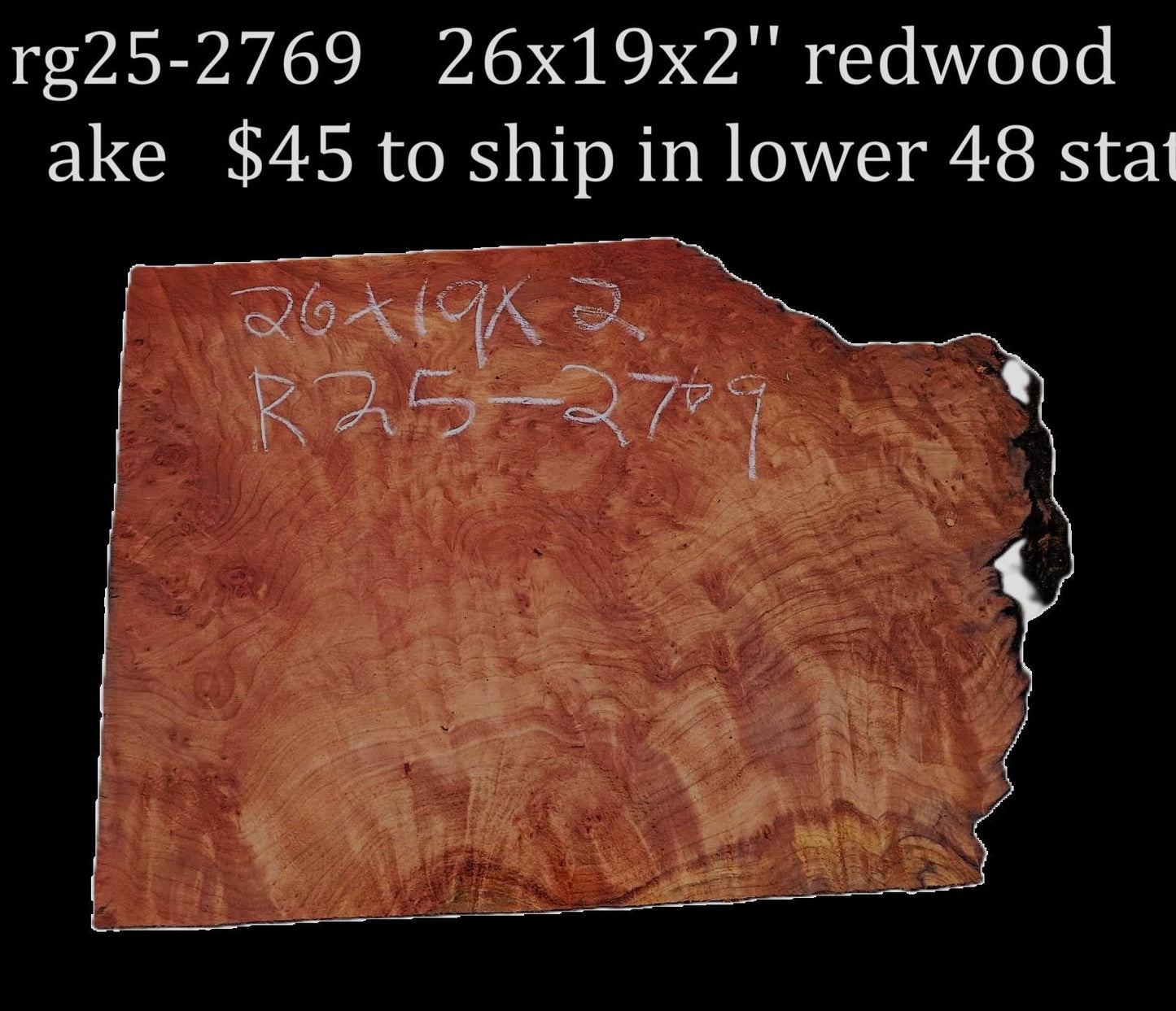Curly and Burl | Redwood Slab | DIY | Table | R25-2769