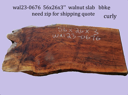 Curly Walnut Slab | DIY | Live Edge | River Table | Wal23-0676