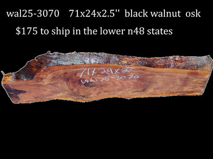 Black Walnut Slab | DIY | Live Edge | River Table | Wal25-3070
