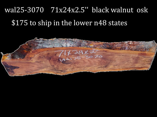 Black Walnut Slab | DIY | Live Edge | River Table | Wal25-3070