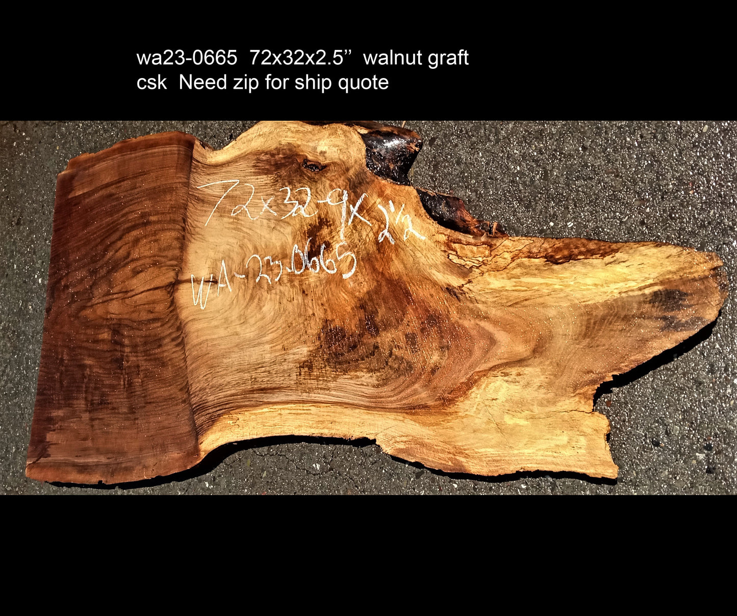 Walnut grafted slab | live edge | DIY craft wood | Burl table | w23-0665